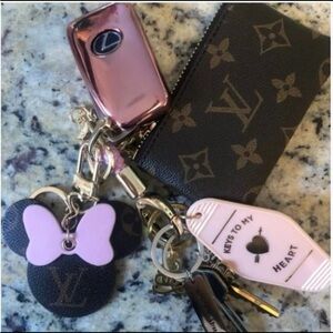 Brand New Minnie Leather and Gold Keychain – With Original Box